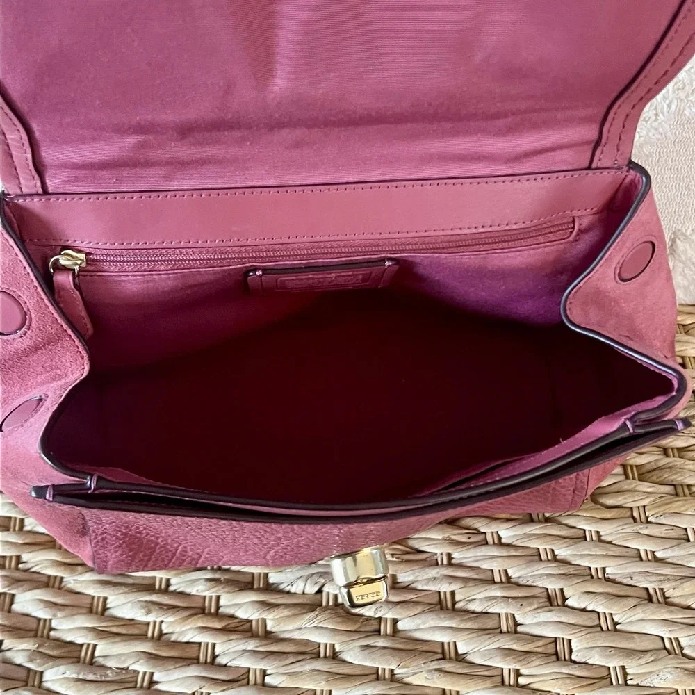 Pink Gold Coach Faye Carryall Dusty Rose Leather Shoulder Bag Crossbody Turnlock